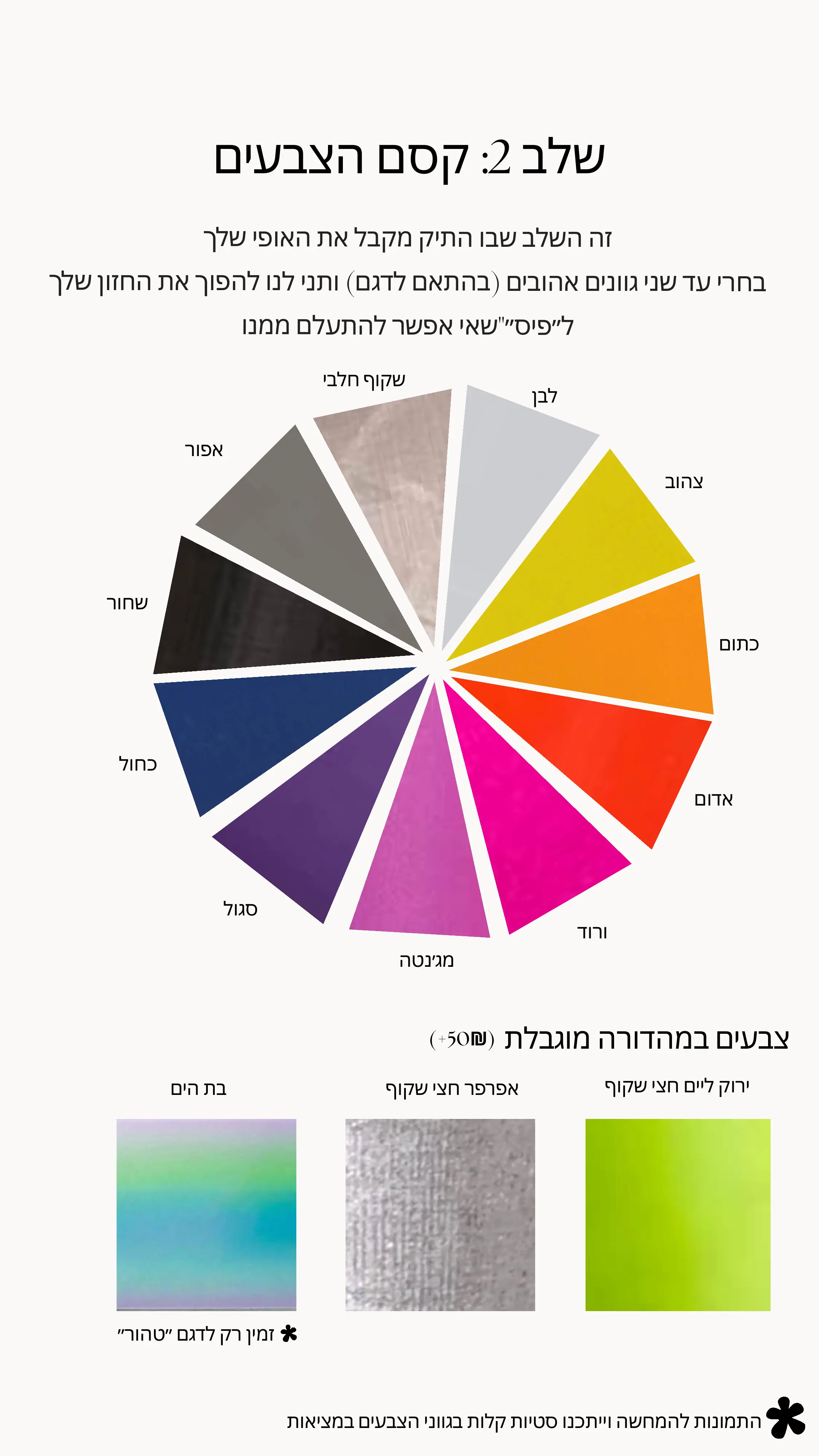 Color wheel with 11 standard colors and 3 limited edition colors